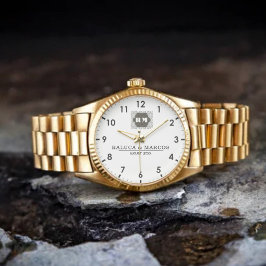 Relógio  Monogram  Custom Couple Names – Elegant gift