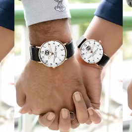 Relógio  Monogram  Custom Couple Names – Elegant gift