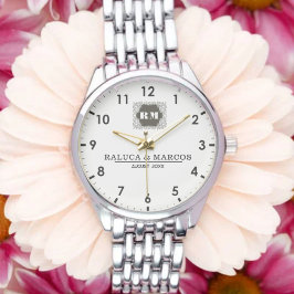 Relógio  Monogram  Custom Couple Names – Elegant gift