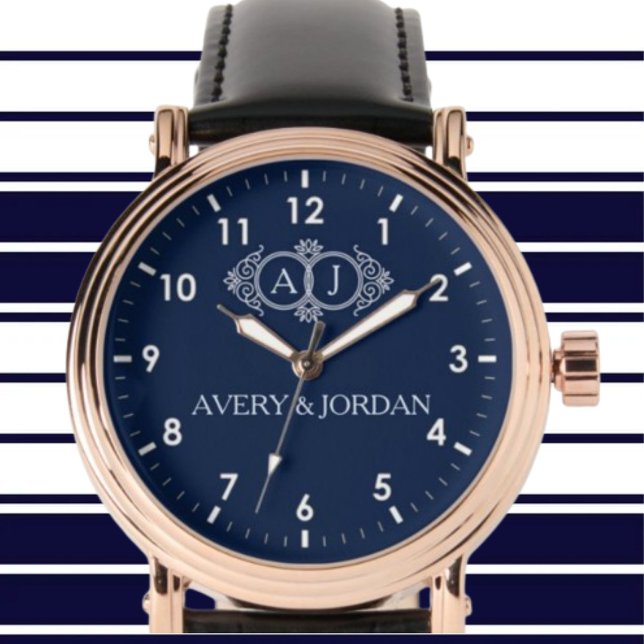 Relógio Monogram initials wedding  frame minimal design  (Criador carregado)