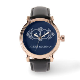 Relógio Monogram initials wedding  frame minimal design 