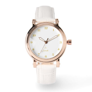 Relógio Monogram white | Elegant Gold Minimalist 