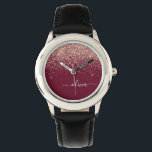 Relógio Monograma Brilhante de Lâmpada Cor-de-Lobra Dourad<br><div class="desc">Burgundy e Rosa Dourado - Relógio de Nome do Monograma do Script Glitter Glitter Rosa Esmagado. Isto faz o doce e perfeito aniversário de 16 anos,  casamento,  chá de panela,  aniversário,  chá de fraldas ou festa de solteira presente para alguém que ama luxo de luxo e estilos quíticos.</div>