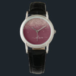 Relógio Monograma Brilhante de Lâmpada Cor-de-Lobra Dourad<br><div class="desc">Burgundy e Rosa Dourado - Relógio de Nome do Monograma do Script Glitter Glitter Rosa Esmagado. Isso faz a formatura perfeita,  aniversário,  casamento,  chá de panela,  aniversário,  chá de fraldas ou presente de festa de solteira para alguém que ama luxo de vidro e estilos quíticos.</div>