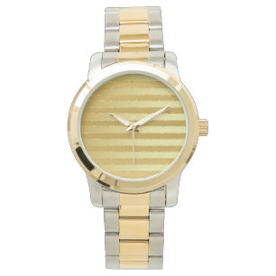 Relógio Monograma Chic Striped Dourada Glitter Watch Mulhe