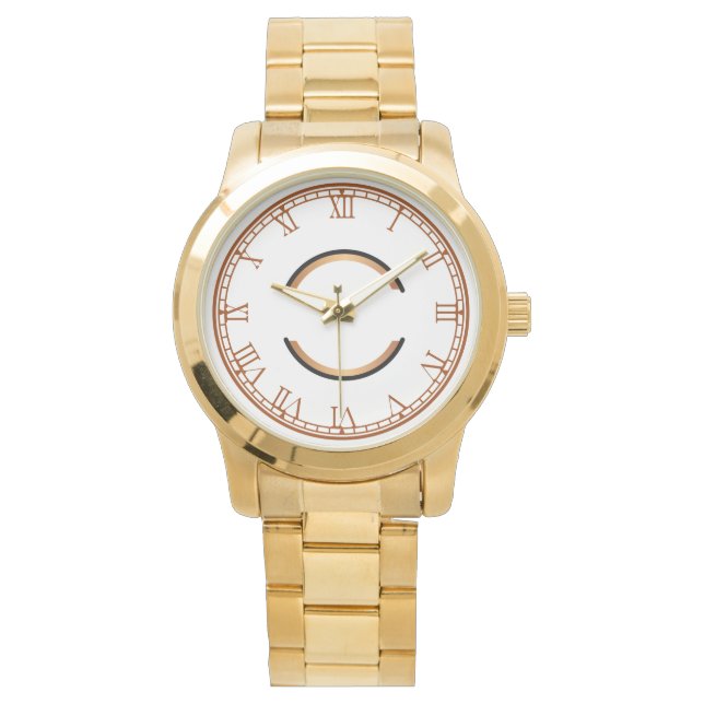 Relógio Monograma Chic Unisex Dourado (Frente)