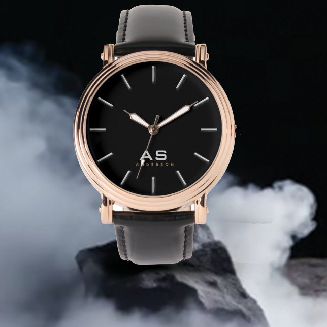 Relógio Monograma clássico e pulso preto de Banda masculin (Criador carregado)