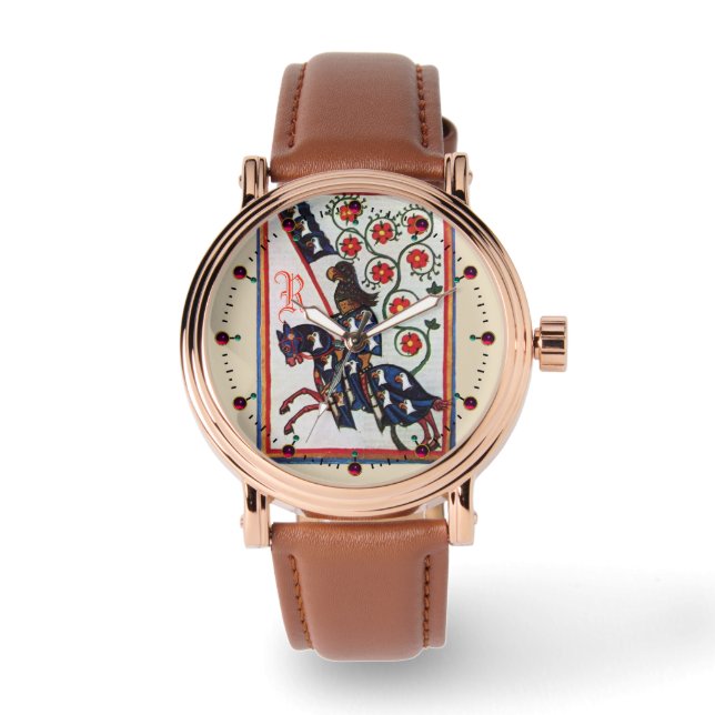 RELÓGIO MONOGRAMA DA MINIATURA MEDIEVAL DE KNIGHT AZUL (Frente)