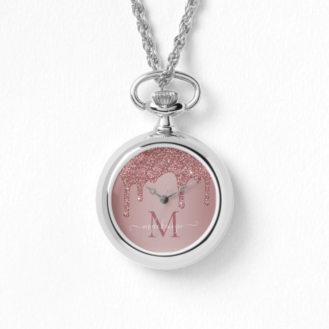 Relógio Monograma das unidades de brilho com brilho Dourad (Frente)