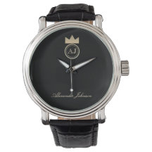 Monograma de Coroa de Ouro Real , Nome Preto Elega