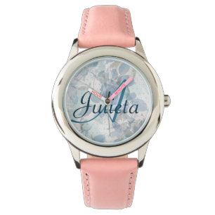 Relógio Monograma de luxo Rosa azul