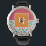 Relógio Monograma de Na moda de Verão divertido<br><div class="desc">Coloridas aquarelas de verão misturadas com negrito de cores e seu monograma. Preencher cores para adicionar alguma alegria. Comemore a vibração do verão com uma paleta de cores cativante. Essas matizes animadas e encantadoras se misturam harmoniosamente, evocando o espírito alegre da estação e criando um humor visualmente deslumbrante. Esta coleção...</div>