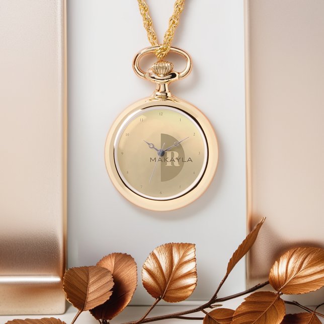 Relógio Monograma de Nome Moderno Elegante (Get this personalized, monogram, watch necklace for yourself or as a special gift.)