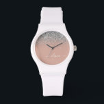 Relógio Monograma Dourado de Lata Rosa Rosa Rosa Rosa Esbr<br><div class="desc">Rosa Dourado - Controle de Nome do Monograma do Script Glitter Glitter Glitter e Cor-de-rosa-Blush e Silver Sparkle. Isso faz a formatura perfeita,  aniversário,  casamento,  chá de panela,  aniversário,  chá de fraldas ou presente de festa de solteira para alguém que ama luxo de vidro e estilos quíticos.</div>