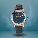 Relógio Monograma Dourado Elegante Marinho Azul Moderno<br><div class="desc">Marinho Elegante Blue Dourado Monograma Watch. O design de ouro e o monograma trazem um toque elegante ao relógio. Personalize adicionando seu nome e nome inicial. Excelente como presente personalizado para a família e amigos.</div>