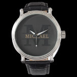 Relógio Monograma e Nome Elegante Personalizado<br><div class="desc">Adicione um toque de elegância ao seu essencial diário com este monograma personalizado e produto de nome. Com um design refinado e detalhes personalizáveis, ele combina sofisticação e funcionalidade. Seja para uso pessoal ou como presente pensativo, este item apresenta um monograma na moda e seu nome escolhido, fazer-o exclusivamente seu....</div>