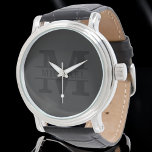 Relógio Monograma e Nome Elegante Personalizado<br><div class="desc">Adicione um toque de elegância ao seu essencial diário com este monograma personalizado e produto de nome. Com um design refinado e detalhes personalizáveis, ele combina sofisticação e funcionalidade. Seja para uso pessoal ou como presente pensativo, este item apresenta um monograma na moda e seu nome escolhido, fazer-o exclusivamente seu....</div>