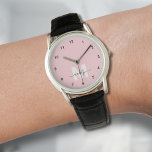 Relógio Monograma Elegante Cor-de-Rosa Esbranquiçada<br><div class="desc">Monograma personalizado, cor-de-rosa esbranquiçado e relógio branco com números pretos simples. Este chic, vigiado feminino, combina o estilo clássico com um toque divertido e personalizado. Ele apresenta uma inicial branca em negrito sobre um fundo cor-de-rosa pincelado e suave (nota: o rosa é uma cor lisa e plana sem brilho), com...</div>