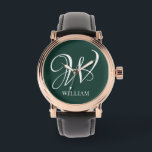 Relógio Monograma Emerald Personalizado Inicial<br><div class="desc">Monograma inicial simples na moda na tipografia moderna. Presente personalizado perfeito com toque pessoal</div>