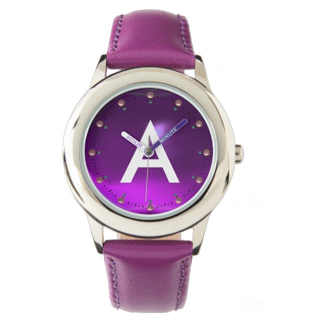 RELÓGIO MONOGRAMA GEMSTONE DE AMETIST PURPLE IMPRESSO (Frente)