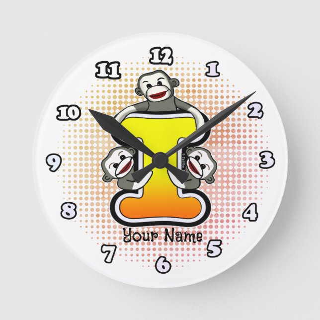 Relógio Monograma I Sock Monkey (Frente)