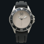 Relógio Monograma Minimalista Moderno Inicial<br><div class="desc">Monograma moderno Monograma preto bege simples Monograma Emblema Tipografia Clássica Mínima do Bloco Clássico</div>