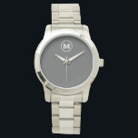 Relógio Monograma Moderno de Cinzas Minimalista<br><div class="desc">Monograma Mínimo Moderno Monograma Monograma Cinza Emblem Branco Bloco Clássico Tipografia Monograma Cinza Sólida Fundo</div>
