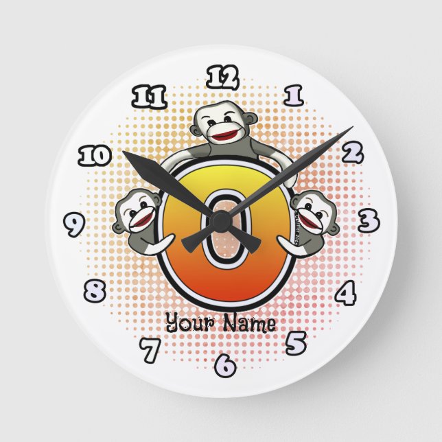 Relógio Monograma O Sock Monkey (Frente)