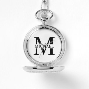 Relógio Monograma Personalizado Branco e Nome