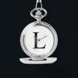 Relógio Monograma Personalizado e Inspeção de bolso de nom<br><div class="desc">Monograma Personalizado e Dif de Nome apresentam monograma personalizado e nome no estilo de fonte de serif clássico. Perfeito como presentes de dia de os pais para pais,  presentes para padrinhos de casamento e para quaisquer ocasiões especiais.</div>