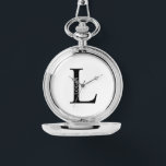 Relógio Monograma Personalizado e Inspeção de bolso de nom<br><div class="desc">Monograma Personalizado e Dif de Nome apresentam monograma personalizado e nome no estilo de fonte de serif clássico. Perfeito como presentes de dia de os pais para pais,  presentes para padrinhos de casamento e para quaisquer ocasiões especiais.</div>