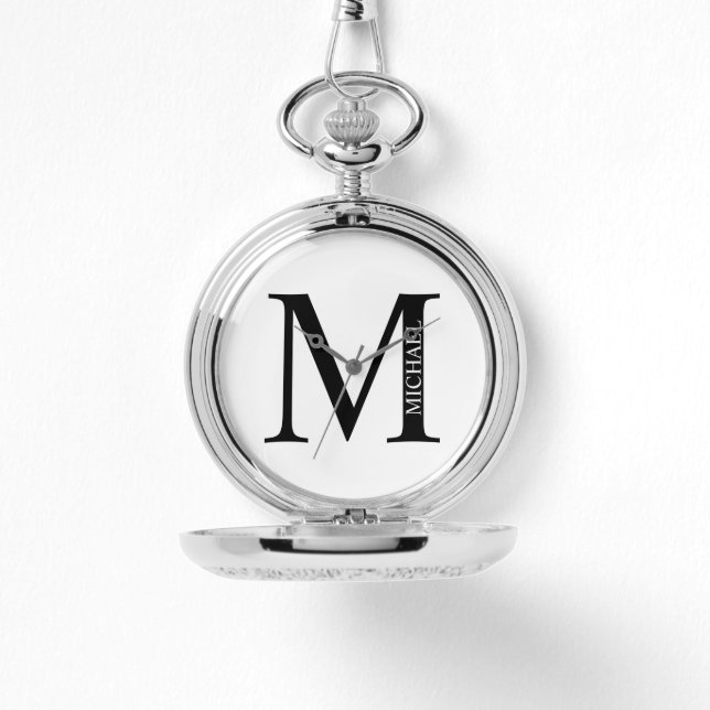 Relógio Monograma Personalizado e Inspeção de bolso de nom (Frente)