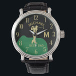 Relógio Monograma Personalizado Nome do Golf Melhor Ajuste<br><div class="desc">Este relógio único foi projetado como um presente para seu Pai que realmente favorece o golfe. Apresenta o monograma / inicial; primeiro nome e "melhor pai". Há até uma única camada do monograma — olhem de perto e verão três cores, o que lhe dá a sensação de profundidade. Se tiver...</div>