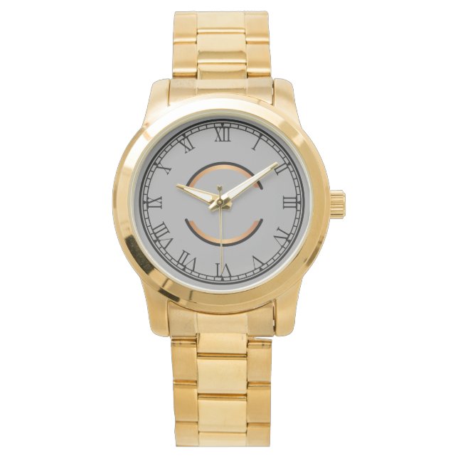 Relógio Monograma Russo Unisex Dourado (Frente)