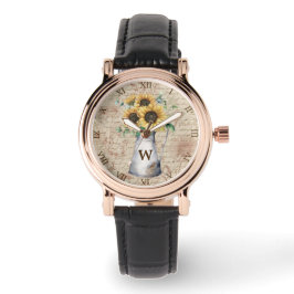 Relógio Monograma - Rústico Girassol - Letra Dosagem