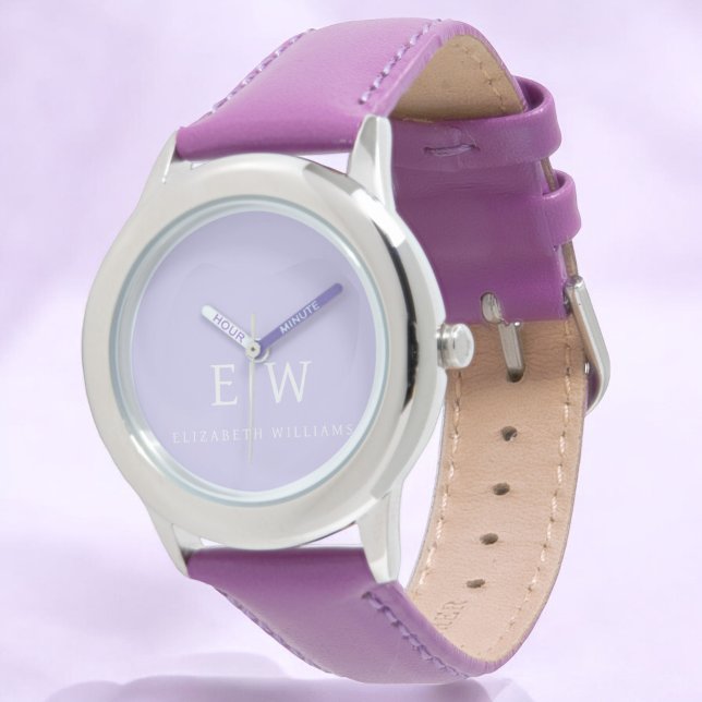 Relógio Monograma Simples Profissional Elegante Minimalist (Criador carregado)