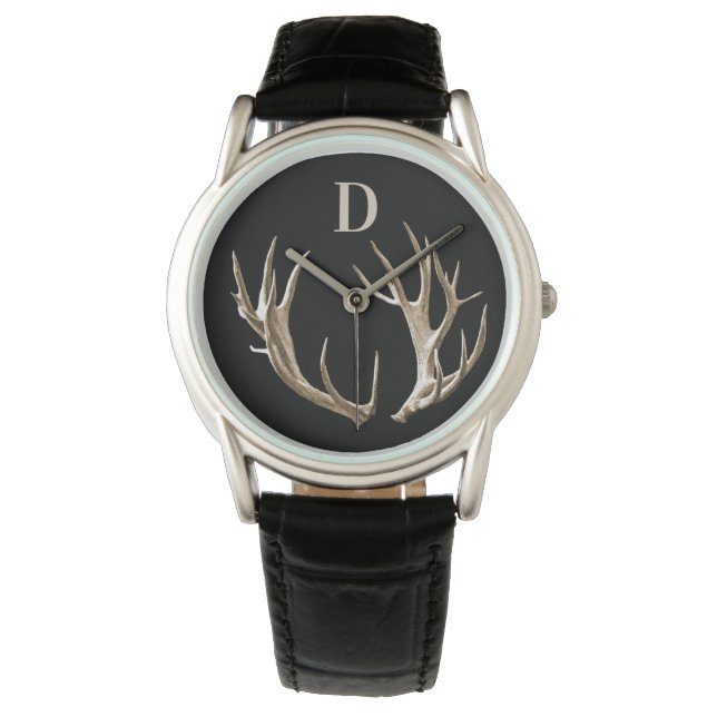 Relógio Monogramas Antlers Hunter Outdoor Gift Watch (Frente)