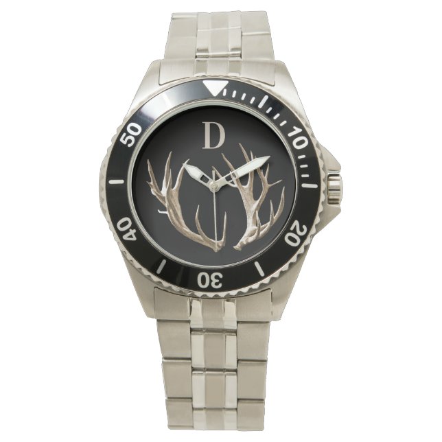 Relógio Monogramas Antlers Hunter Outdoor Gift Watch (Frente)