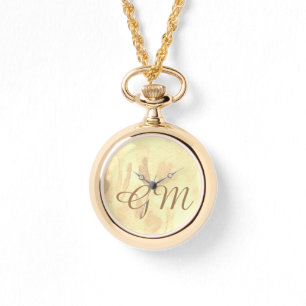 Relógio Monogrammed Sepia Watercolor Watch
