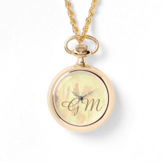 Relógio Monogrammed Sepia Watercolor Watch
