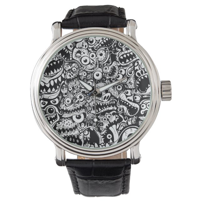 Relógio monstros feio abstrato assustador assustador (Frente)