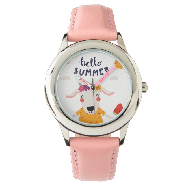 Relógio Montre Enfant Hello Summer Acier inoxydable rose (Frente)