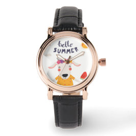 Relógio Montre Femme Hello Summer Carré Cuir Noir