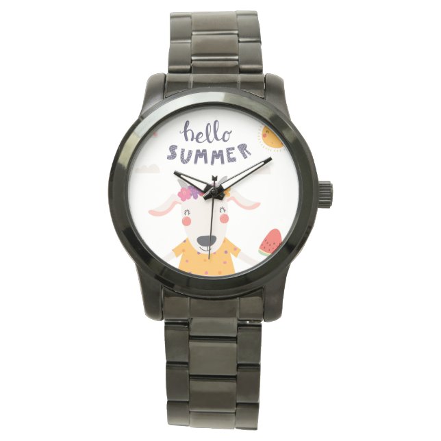 Relógio Montre Hello summer gros bracelet noir (Frente)