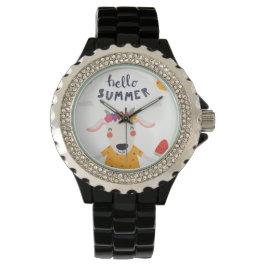 Relógio Montre Hello summer Strass alliage émail noir
