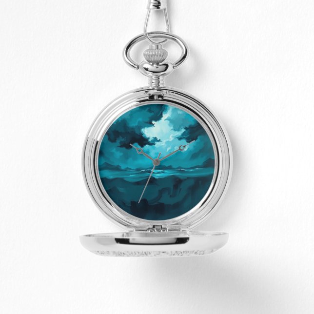 Relógio Moody Ocean Waves Under Stormy Sky – Abstract Seas (Frente)