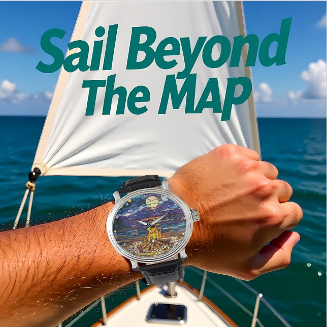 Relógio Moonlit Campfire Serenity Stained Glass Wall (Criador carregado)