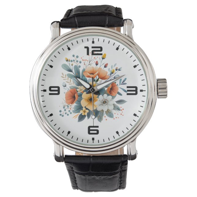 Relógio Mother's Day Boho Flowers Clipart-61983 (Frente)