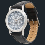 Relógio Motif Radial de Tinta Indigo<br><div class="desc">Indigo Ink Motif I por June Erica Vess. Design radial criado de coloração azul-indigo e várias formas geométricas.</div>