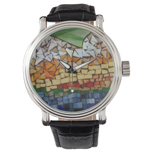 Relógio Mountain Mosaic Watch por Willowcatdesigns (Frente)